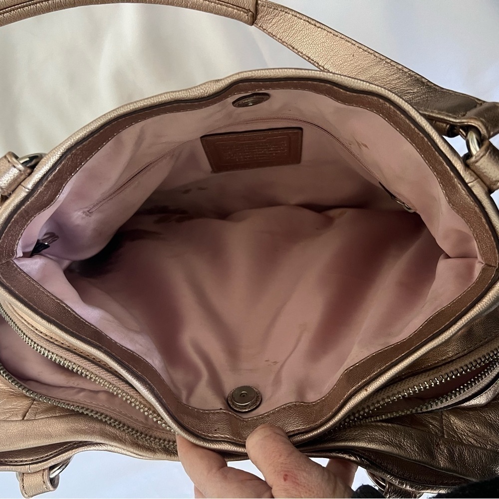 Coach Large Rose Gold Leather Satchel Bag - Picture 6 of 13
